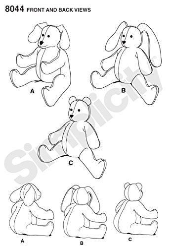Simplicity US8044OS Children's Stuffed Animal Toy Sewing Pattern, One Size