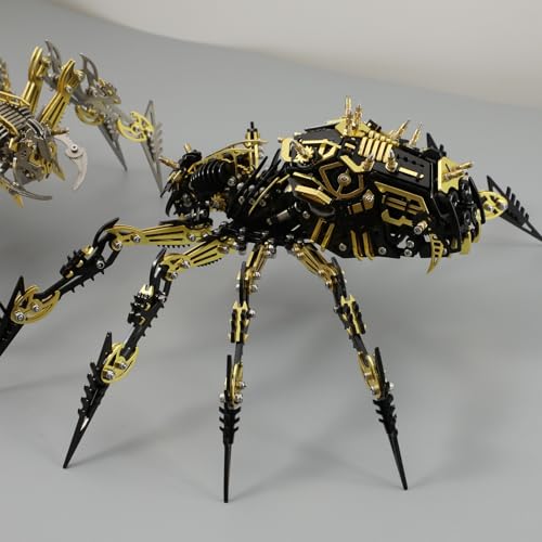 3D Metal Assembly Model Set Mechanical Spider Model Kit for Adults, 800pcs Brain Teaser STEM Kit for Kids, DIY Hobbies for Men Women - Creative DIY Gift for Adults & Teens (Black Gold)