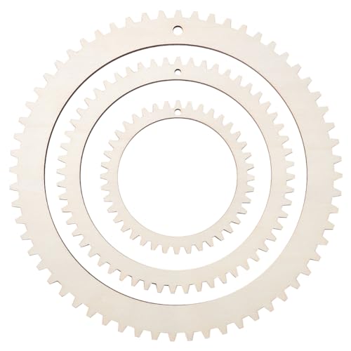 BENECREAT 3 Sizes Wooden Weaving Loom Kit, 5/7.8/11 inch Round Gear Shape DIY Weaving Loom for Hanging Decor Woven Tapestry Knitted Crafts Making, 5mm Thick - size: 3 Sizes