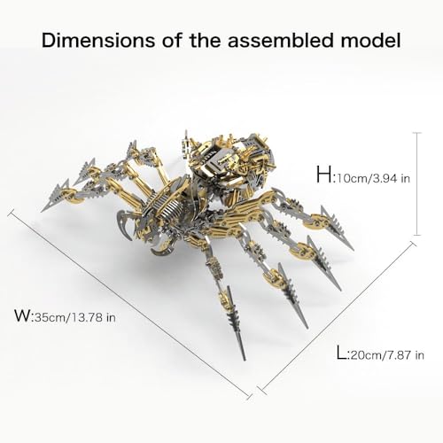 3D Metal Assembly Model Set Mechanical Spider Model Kit for Adults, 800pcs Brain Teaser STEM Kit for Kids, DIY Hobbies for Men Women - Creative DIY Gift for Adults & Teens (Black Gold)