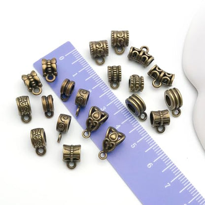 WOCRAFT 60pcs Antique Bronze Bails Space Beads Bracelet Charms for Jewelry Making Sets DIY Necklace Bracelet Keychain Crafting Charms Kit Craft Supplies (SN853) - color: Antique Bronze, size: Bails Charms