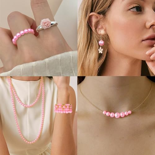Pink Pearl Bracelet Making Kit Gold Beads for Bracelets for Adult - color: 10-Pink & Gold