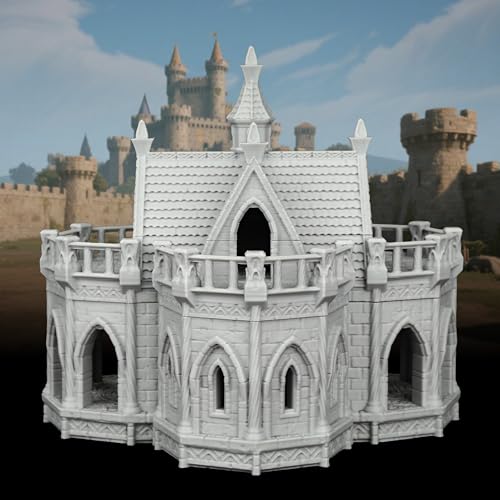 AUSPDICE Fantasy Scenery Miniature Building 25mm Unpainted Gothic Manor - color: Af1104 M City Building 7