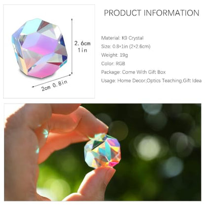 Colorful 20mm K9 Optical Crystal Glass Prism For Physics Teaching - size: 20mm Polyhedron