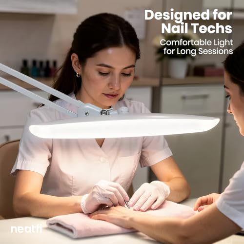 Neatfi XL 2200 Lumens 24W LED Desk Lamp - 4-Level Dimmable Task Light | Home Office, Crafts & Workbench | 20-Inch Wide Head (White, Non-CCT with Base) - color: White, size: Non-CCT with Base
