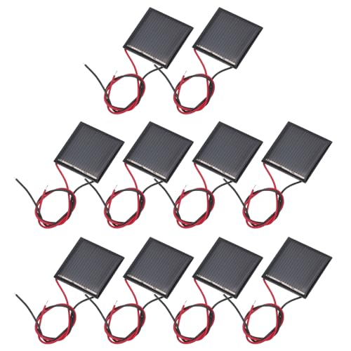 MECCANIXITY 10 Pcs 1.5V 0.09W 60mA Mini Solar Panels with 2 Cable | Small Polycrystalline Solar Cell Panel for DIY Electric Toy Materials Kits Charger, 30mm x 30mm - style: 1.5V 0.09W 60mA