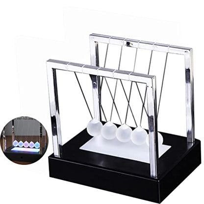 Newtons Pendulum, Newtons Balance Swing Ball, LED Light Up Newtons Pendulum Balls, Desk Office and Home Science Education Decoration (A)