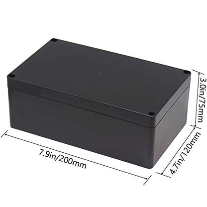 Junction Box, Zulkit Project Box IP65 Waterproof Outdoor Box ABS Plastic Electrical Boxes Electronic Enclosure Black 7.9 x 4.7 x 2.95 inch (200 x 120 x 75mm) - size: 7.9" x 4.7" x 2.95"(Pack of 1)