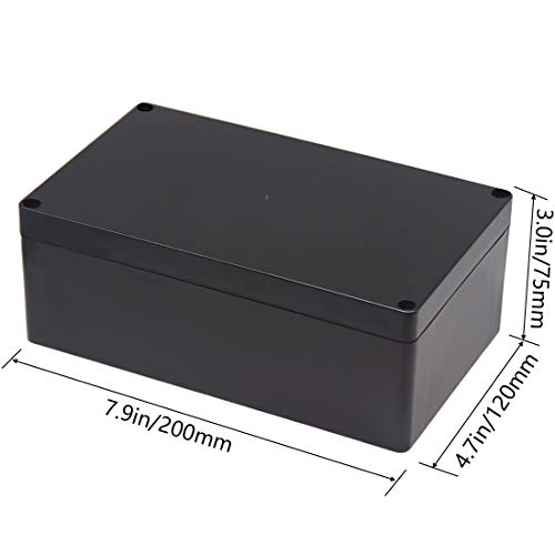 Junction Box, Zulkit Project Box IP65 Waterproof Outdoor Box ABS Plastic Electrical Boxes Electronic Enclosure Black 7.9 x 4.7 x 2.95 inch (200 x 120 x 75mm) - size: 7.9" x 4.7" x 2.95"(Pack of 1)