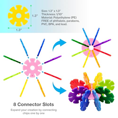 PicassoTiles Building Chip Interlocking Disc Construction Blocks in Yellow Color STEM Learning Early Education Toy Engineering Playset Child Brain Development for Toddlers Girls Boys Kid Age 3+ PTF108 - color: Ylw