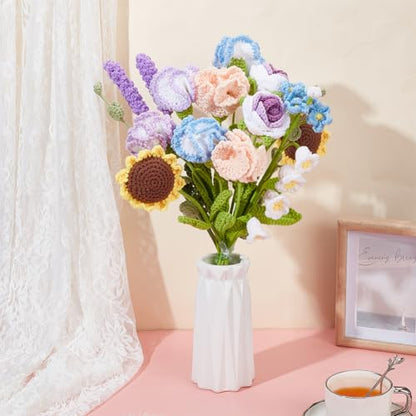 INFUNLY Mixed Bouquet Crochet Kits for Beginners Complete Flower Bouquet Crochet Kits for Adults Starters with Instruction and Video Tutorials Crochet Kit Gift for Mother's Day Wedding Birthday - style: Mixed Flowers