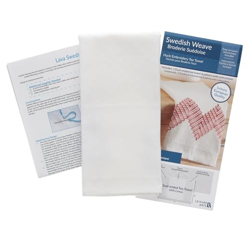 LEISURE ARTS Swedish Weave Towel Kit, Lava Red, Traditional Swedish Weaving, Huck Weaving, Weaving Patterns, Weave Fabric, Towels