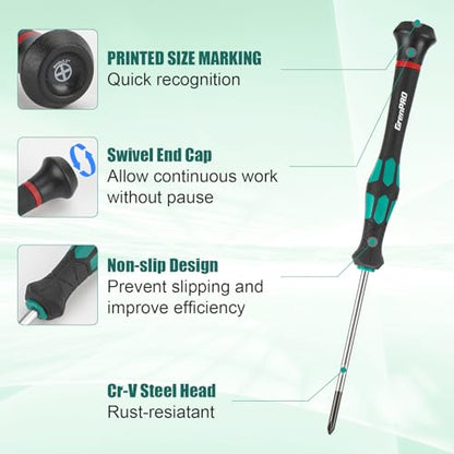 GRENPRO 10-Piece Precision Screwdriver Set, Magnetic Small Screwdrivers with Phillips, Slotted, Torx Star for Eyeglass, Watch, Computer, Laptop, Phone,Green - color: Green