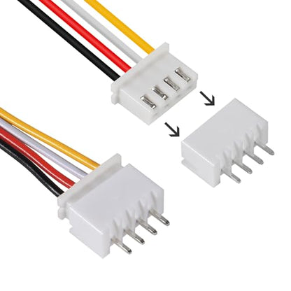 ACEIRMC 10Pairs JST-XH Connector Kit, XH 2.54mm 4 Pin Header Male and Female Connectors Plug Adapter with Flat Wire Cable 200mm 26AWG Compatible with JST XH (4P) - color: 4P