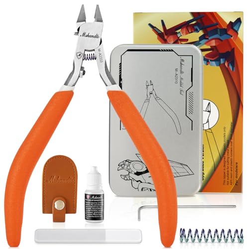 Model Nippers 4.7" Ultra Thin Single Blade Gundam Nippers, Sprue Cutter Hobby Nippers, Model Kit Nippers for Plastic Gunpla Model Building Gift Box with Protective Cover & Spring - style: Extra-thin (Iron Box)