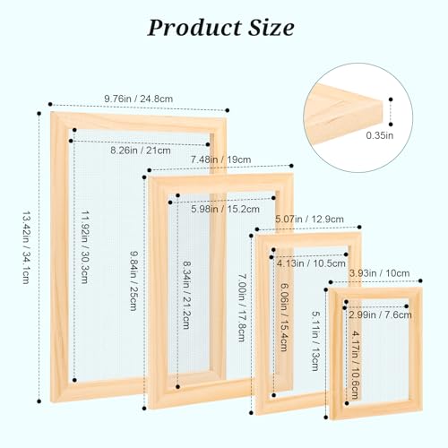 Aboofx Paper Making Kit, A4 A5 A6 A7 Size Paper Making Screen Frame Kit, Wooden Mold and Deckle with Mesh, Absorbent Papers, Sponge and Confetti,DIY Handmade Papermaking Supplies Gift for Craft Lover - size: A4 A5 A6 A7