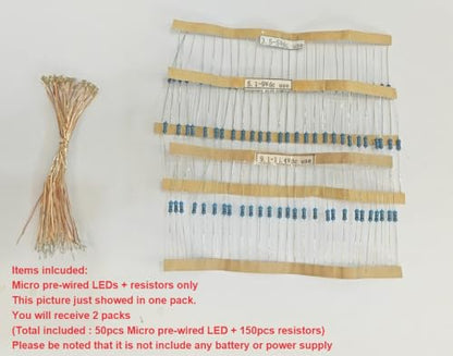 50pcs Pre-soldered Micro Litz Wired Leads Red SMD Led 0603 + Muti-Resistor NEW - color: (4)Red, size: 50pcs