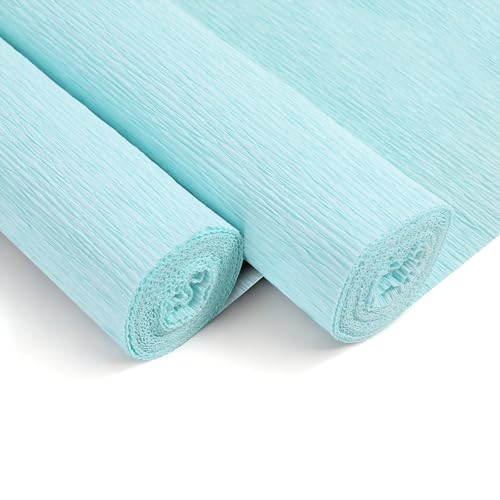 Heavy Crepe Paper for Flower Making, DIY Crafts | Italian-Quality Crepe Paper with 300% Stretch | Papel Crepe de Colores Paquete - color: Baby Blue, size: Short (10.6")