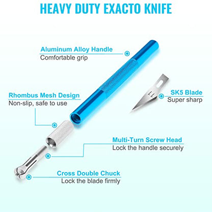 DIYSELF 55 PCS Exacto Knife Set, Hobby Knife Kit, A5 Mat & Blades Included