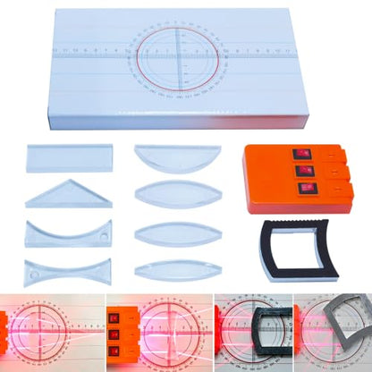 EXBEPE Physics Optics Experiment Set Prisms Convex Lens Triple Laser Refraction School Light Refraction Reflection Learning Educational Science Kits