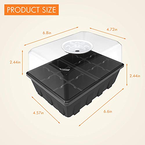 Gardzen 3 Pack Seed Starter Tray Germination Kit, Seed Starter Kit with Adjustable Humidity Dome, Plant Growing Kit 6.6" x 4.5" (12-Cell per Tray), Clear - color: Clear, size: 3-Pack
