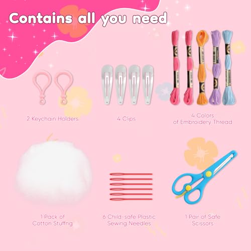 CiyvoLyeen Girl Sewing Kit for Kids -Easy & Fun Felt Sewing Crafts with Instructions, Arts and Crafts Gift, Play and Learn My First Sewing Kit for Ages 6 7 8 9 10 11 12