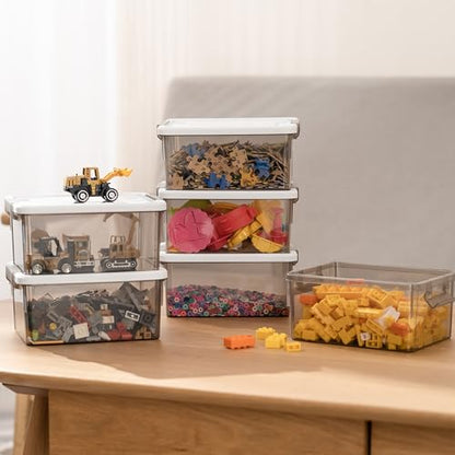 Citylife 10Packs 1.3Qt Small Storage Bins with Lids,Stackable Clear - color: Clear Grey, size: 1.3 QT(10 Pack)