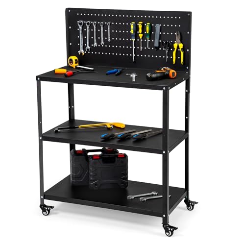 OLBRUS 50.4"x33.4" Garage Workbench, Work Table with Pegboard