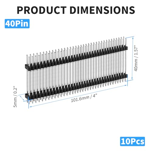 2x40 Pin Header Strip, 40mm, Double Row Header Pins Connector - size: 40mm Dual Row Plastic