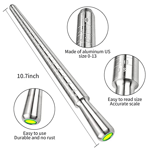 Ring Sizing and Repair Kit，Solid Aluminum Mandrel, Solid Premium Steel Ring Mandrel Hammerable Round Mandrel，Jewelry Mandrel and Mallet. Ring Size Fixer Repair Set - color: 5 items