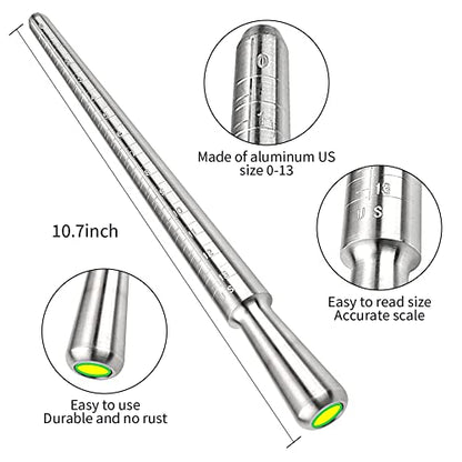 Ring Sizing and Repair Kit，Solid Aluminum Mandrel, Solid Premium Steel Ring Mandrel Hammerable Round Mandrel，Jewelry Mandrel and Mallet. Ring Size Fixer Repair Set - color: 5 items