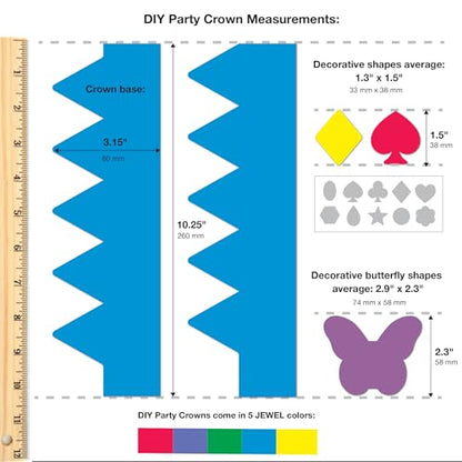 FreshCut Crafts DIY Birthday Crown Kit, Makes 12, Jewel Colors - color: Jewel