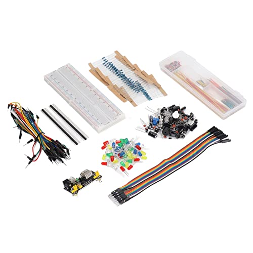 Electronics Component Kit, 400 Assorted Components with Power Module USB Cable, Assorted Electronics Kit, Complete for R3 Prototyping, for Students, Hobbyists, DIY Projects