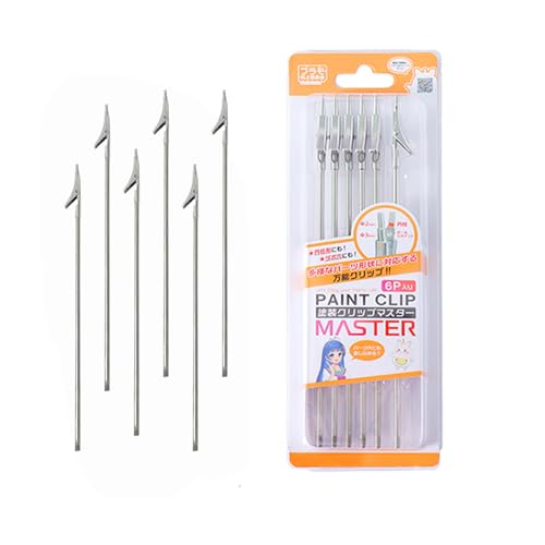 6PCS Stainless Steel Model Paint Clip with Non-Slip Design, Magnetic Accessories, and Semi-Permanent Durability for Enhanced Painting Efficiency (PMKJ034-6) - size: PMKJ034-6