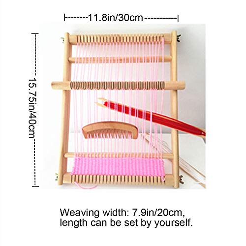 Knewmart Wooden Multi-Craft Weaving Loom Large Handcraft Frame 15.7×11.8in (40×30cm) Complete Weaving Accessory Kit
