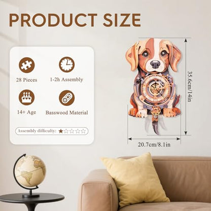 3D Wooden Puzzles for Adults-Beagle Clock Puzzle-Adult Crafts - color: Beagle Clock