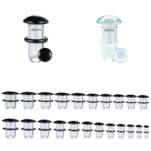 Glass Ear Stretching Kit Gauges 3mm-25mm Single Flare Plugs 4Pcs - color: Clear/Black, size: 6mm（2G）