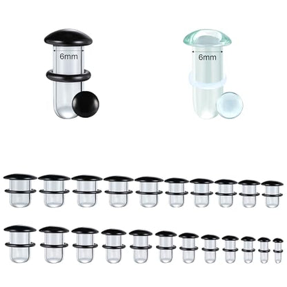 Glass Ear Stretching Kit Gauges 3mm-25mm Single Flare Plugs 4Pcs - color: Clear/Black, size: 6mm（2G）