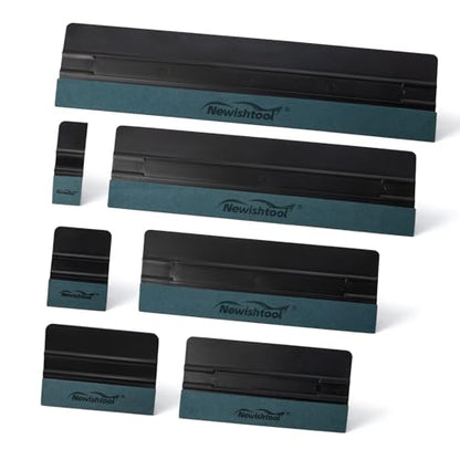 NEWISHTOOL 7 in 1 Vinyl Squeegee Tool Different Sizes Plastic Scraper Cards - color: 7 Pcs-black
