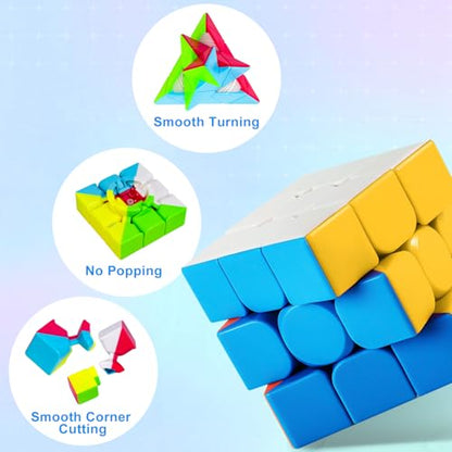 AuntyFey 5 Pack Speed Cube Set, Speed Magic Cube - style: 5 Pack