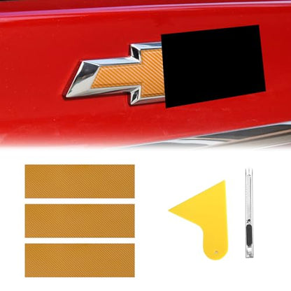 QianBao Compatible with Gold Carbon Fiber 11.8" x 4" Chevy Bowtie Emblem - color: Gold