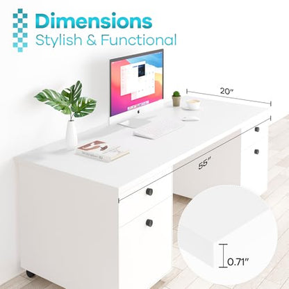 Kaboon 55x20 inch White Table Top, One-Piece Desktop, Reversible Laminate Countertop, Double Desks, L-Desk DIY - color: White, size: 55x20