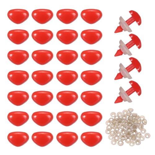 MECCANIXITY 50set 7mm Large Plastic Triangle Safety Noses Red with Washer for Crochet Stuffed Animal Doll Craft Puppet Plush Toy Bear - color: Red, size: 7mm