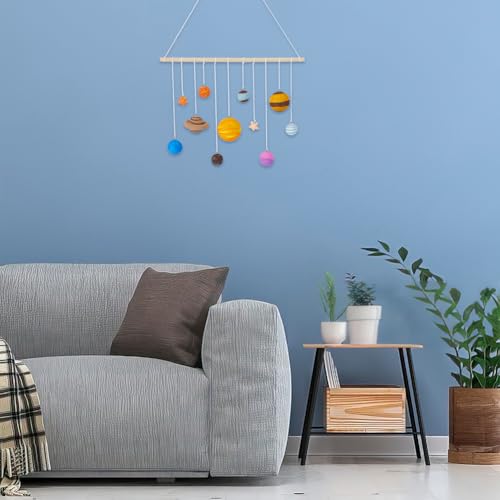 WEBEEDY DIY Solar Foam Ball Wall Hanging Kit Unpainted Hanging Solar Project Kit for Crafts Making,Solar System Model with Foam Balls Pigment Brush for Party Hanging Decor Christmas Birthday Gift