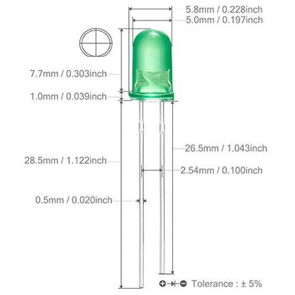 CHANZON 100 pcs 5mm Blinking Green LED Diode Lights 1.5Hz Flashing - color: G) Diffused Green (100pcs)