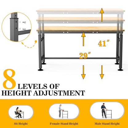 Ultrawall Workbench for Garage, Adjustable Height Work Table 60 x 23.5 inch - size: 60 x 23.5 inch