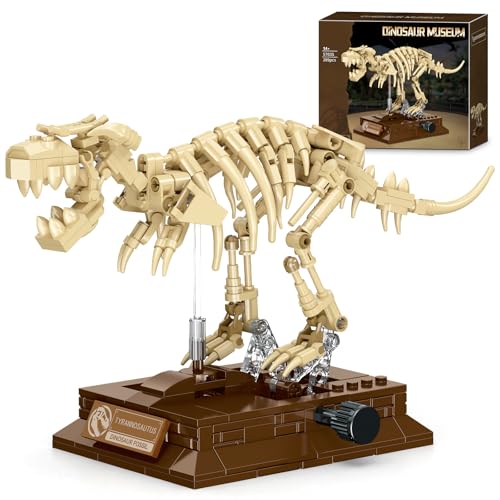 HIGH GODO T. Rex Dinosaur Fossils Building Set with Display Base, Tyrannosaurus Rex Dinosaur Fossil Set, Skeleton Model Set for Home Decor, Ideal Gift for Fossil Lovers Teens Adult 14+ (289PCS) - style: Tyrannosaurus Rex Dinosaur Fossil
