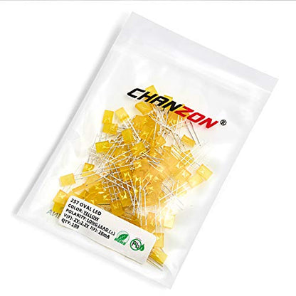CHANZON 100 pcs 2x5x7 Yellow Diffused LED Diode Lights 257 (DC 2V 20mA) - color: J) Yellow Lens (100pcs)