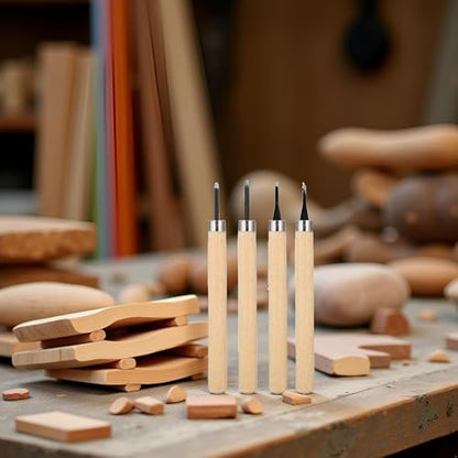 HEEPDD 4Pcs Wood Carving Tool, Rubber Stamp Carving Knife Manual Sharpener