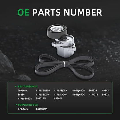 Belt Tensioner and Serpentine Belt Kit #38284 6PK2235 90K-38284B - size: for Altima 2007-2013